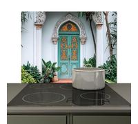 KitchenYeah© Splashback for kitchen 81x52 cm Wall Protector Splash Back Cooker Backsplash, Induction hob mat Door - Patterns - Plants
