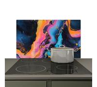 KitchenYeah© Splashback for kitchen 83x51 cm Back Splashes Kitchens Splash Guard Decor, Ceramic hob covers Modern - Marble - Orange