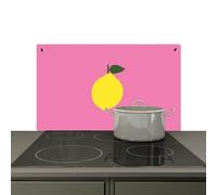 KitchenYeah© Splashback for kitchen 83x51 cm Splash Splatter Guard Backsplash Decor, Induction hob protector Lemon - Yellow - Fresh