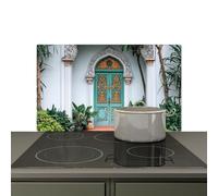 KitchenYeah© Splashback for kitchen 83x51 cm Wall Protector Splash Back Cooker Backsplash, Induction hob mat Door - Patterns - Plants