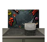 KitchenYeah© Splashback for kitchen 85x52 cm Splash Splatter Guard Backsplash Decor, Induction hob protector Still life - Herbs - Italian - Spices
