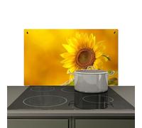 KitchenYeah© Splashback for kitchen 91x52 cm Wall Decor Panels Cooker Backsplash, Induction hob protector mat Sunflower - Flower - Yellow