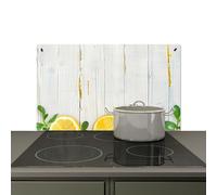 KitchenYeah© Splashback for kitchen 91x52 cm Wall Decor Panels Cooker Backsplash, Induction hob protector mat White - Wood - Lemon - Yellow