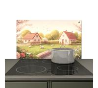 KitchenYeah© Splashback for kitchen 91x52 cm Wall Decor Panels Cooker Backsplash, Induction hob protector mat Sheep - Cottage - Countryside