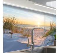 KitchenYeah© Splashback for Kitchen self-Adhesive Back Splashes Kitchens | 24"x32" / 60x80 cm - Splash Guard Decor Beach - Sun - Dune - Grass - Sand - Horizon