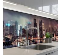 KitchenYeah© Splashback for Kitchen self-Adhesive Back Splashes Kitchens | 24"x98" / 60x250 cm - Splash Guard Decor New York - Skyline - Night