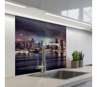 KitchenYeah© Splashback for Kitchen self-Adhesive Back Splashes Kitchens | 32"x32" / 80x80 cm - Splash Guard Decor New York - Skyline - Night