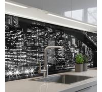KitchenYeah© Splashback for Kitchen self Adhesive Sink Splash Splatter | 32"x118" / 80x300 cm - Guard Backsplash Decor New York - Brooklyn - Bridge - Black and white