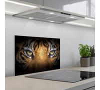 KitchenYeah© Splashback for Kitchen self-Adhesive Wall Protector Decor | 16"x24" / 40x60 cm - Panels Cooker Backsplash Tiger - Black - Animal