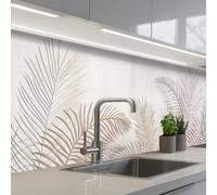 KitchenYeah© Splashback for Kitchen self-Adhesive Wall Protector Decor | 24"x98" / 60x250 cm - Panels Cooker Backsplash Leaves - Beige - Botanical - Vintage