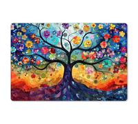 KitchenYeah© Table Mats 18"x12" / 45x30 cm Wipeable Dining Placemats Set Of 6 Anti Slip Large Plastic Vinyl Mat Kitchen Waterproof Tree - Colorful - Flowers - Art - Abstract