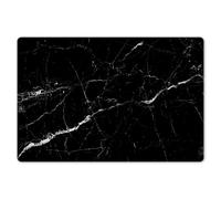 KitchenYeah© Table Mats 18"x12" / 45x30 cm Wipeable Dining Placemats Set Of 6 Anti Slip Large Plastic Vinyl Mat Kitchen Waterproof Marble - Black - White - Luxury - Stone