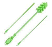 Kitchiny Silicone Bottle Brush with 2 Straw Cleaners - 12.5” Water Bottle Cleaner Brush for Yeti, Hydro Flask, Owala, Stanley, Baby Bottles, Glassware, Vases & Narrow Neck Containers - Green