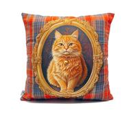 KitchKit Textured Animal Friends Themed Decorative Throw Pillow Covers Pillowcases Modern Home Decor for Sofa Bedroom 43x43 cm, 16.93x16.93 inch. (Orange CaR) (Ginger Tabby)