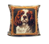 KitchKit Textured Animal Friends Themed Decorative Throw Pillow Covers Pillowcases Modern Home Decor for Sofa Bedroom 43x43 cm, 16.93x16.93 inch. (Golden Retriever) (Cavalier King Charles)