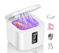 KITCHLYNE Ultrasonic Cleaner 300ml, 48KHz High-Frequency Retainer & Jewelry Cleaner for Dentures, Mouthguards, Aligners, Toothbrush Heads, Rings - Compact Ultrasonic Cleaning Machine, White