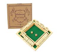 Kitchnexus 4-Player Shut The Box Wooden Table Game Classic Dice Board Toy