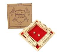 Kitchnexus 4-Player Shut The Box Wooden Table Game Classic Dice Board Toy (red)