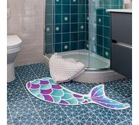 Kitcmat Cute Mermaid Bath Mat Non-Slip Absorbent Fish Bathroom Rug Funky Soft Washable Bath Mat for Bathroom, Shower, Room 17.7"x39.3"