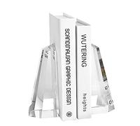Kitcom Handmade Crystal Bookends Half-Obelisk Design, 1 Pair of Decorative Tabletop Bookends for Office, Home, Desk