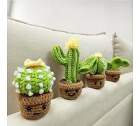 Kitcroet 4 Style Cactus Crochet Kit for Beginner, Step-by-Step Crochet Tutorial Help to Easy Get Start, DIY Crochet Knitting Material Kit Include All Tools Needed, Best Gift for Friends