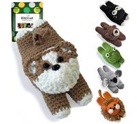 Kitcroet Beginners Crochet Kit Dog Fridge Magnet Animal Crochet Amigurumi Craft Knitting Crocheting Kits with Step-by-Step Video Tutorials, 1 Pcs Dog