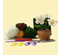 Kitcroet Myosotis Flower Crochet Kit for Beginner, Step-by-Step Crochet Tutorial Help to Easy Get Start, DIY Crochet Knitting Material Kit Gift for Sister, Mom and Friends (White)