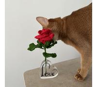 Kitcroet Rose Crochet Kit for Beginner, Step-by-Step Crochet Tutorial Help to Easy Get Start, DIY Crochet Knitting Material Kit Gift for Sister, Mom and Friends (Red)