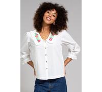 Kite Women's Crendell Embroidered Collar Poplin Blouse in Cream | Size: 20 Kite Cream 20