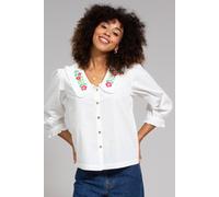 Kite Crendell Embroidered Collar Poplin Blouse In Cream Cream 8