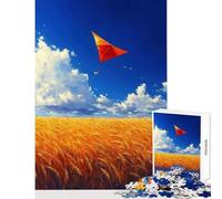 Kite Flying Over Wheat Field Jigsaw for Adults1000 Pieces Strengthen Mind Clarity And Sharpness Calm Serene Leisure Activity (38x52cm)