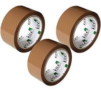 Kite Heavy Duty Strong Brown Packing Tape 48mm x 66m - Strong Brown Tape Rolls for Parcel Boxes Moving House (Pack of 3 Tape Rolls)