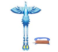 (Kite plus 100m wire , One size) Phoenix Flying Kite Blue color Kite Children Kids Sport Toy Large Paleluan Mythical Bird Spring Outdoor Sport