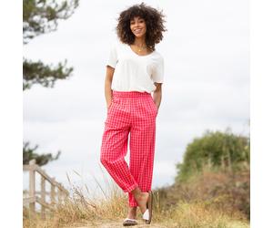 Kite Rixon Barrel Leg Seersucker Ankle Grazer Trousers Gingham