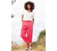 Kite Rixon Barrel Leg Seersucker Ankle Grazer Trousers Gingham In Pink Pink 6