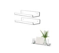 KITE-RUNNER Floating book shelves for kids room,Clear Acrylic Floating Shelves Display Ledge,Clear Acrylic Floating Wall Shelves,Invisible Kids Bookshelf and Small Toy Storage (2 Pack,30cm)