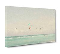 Kite Surfers In South Beach Miami Canvas Print | Gallery Wrapped 30mm Frame Wall Art | 20x14 inches | Ready to Hang | Coastal Seascape Picture | Living Room Bedroom Lounge Office