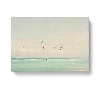 Kite Surfers In South Beach Miami Modern Art Canvas Wall Art Print Ready to Hang, Framed Picture for Living Room Bedroom Home Office Décor, 60x40 cm (24x16 Inch)