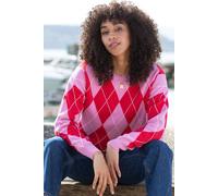 Kite Women's Argyle Piddletrenthide Knit Jumper in Red | Size: Large Kite Red L