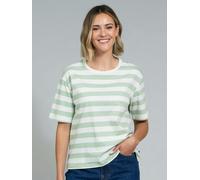 Kite Womens Organic Oxbridge Jersey T-Shirt Soft Sage Stripe - 20 - Green