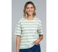 Kite Women's Oxbridge Jersey T-Shirt Soft Sage Stripe in Green | Size: 16