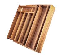 KITEISCAT Acacia Wood Expandable Silverware Organizer, Kitchen Utensil Drawer Organizer for Forks & Spoons, 8-Compartment Cutlery Tray, Flatware Holder