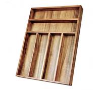 KITEISCAT Acacia Wood Silverware Organizer, Kitchen Utensil Drawer Organizer for Forks, Knives & Spoons, 6-Compartment Cutlery Tray, Flatware Holder