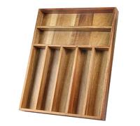 KITEISCAT Acacia Wood Silverware Organizer, Kitchen Utensil Drawer Organizer for Forks & Spoons, 7-Compartment Cutlery Tray, Flatware Holder