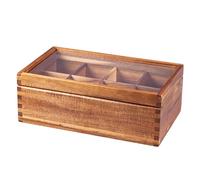 KITEISCAT Acacia Wood Tea Organizer Box - 8 Compartments, Multi-Functional Tea Bag Storage Solution