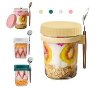 KITERI 4Pack Overnight Oats Jars with Lids and Spoon 11.8oz/350ml Overnight Oats Container Glass Mason Jars for Overnight Oats Airtight Breakfast Jars with Measurement Marks for Salads Cereal Fruit