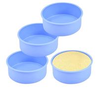 KITERI 6 Inch Cake Tins for Baking, 4 Pcs Silicone Cake Mould Round Cake Pan Set Non-Stick Baking Mold Silicone Baking Tins Air Fryer Small Cake Tins for Baking Layer Cake Cheesecake