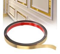 KITERI Gold Molding Wall Trim, 1cm Stainless Steel Self-Adhesive Gold Trim Metalized Molding Trim Gold Mirror-Like Design Trim Metal Wall Edging Strip Trim for Door Furniture Wardrobe, 16.4ft