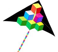 Kites for Adults Giant Creative Colorful Triangle Square Kite Kite Flying in The Outdoor Park Easy to Fly Gifts for Friends (Size : 9.2ft+Tail) (9.2ft+98.4ft Tail)