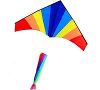 Kites for Adults Outdoor Large Rainbow Triangle Kite 5.9ft Colorful Kite On The Beach with Revolving Tail Breeze Takes Off Easily (Size : 5.9ft+18cm Roulette+984ft line) (5.9ft+22cm Roulette+1640ft